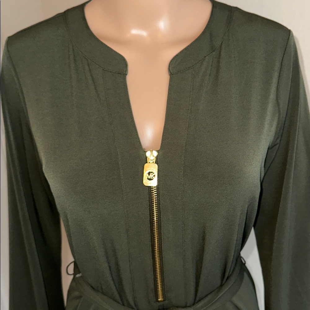 NWT Michael Kors Dark Green Long Sleeve Dress Size M. - Picture 5 of 16